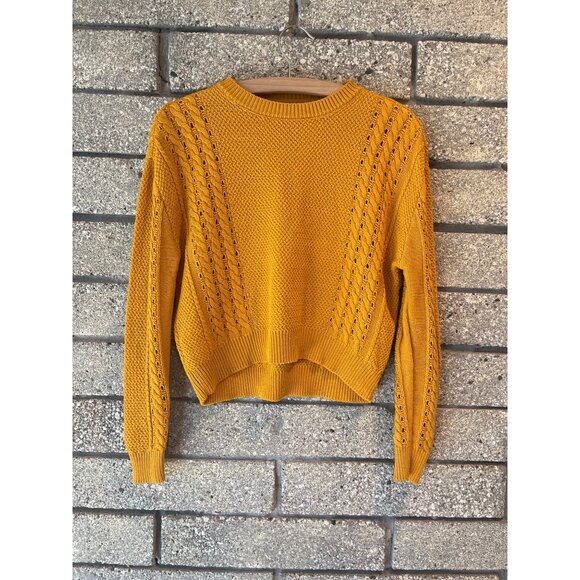 Volcom Womens Mustard Yellow Cable Knit Sweater XS - Picture 1 of 8